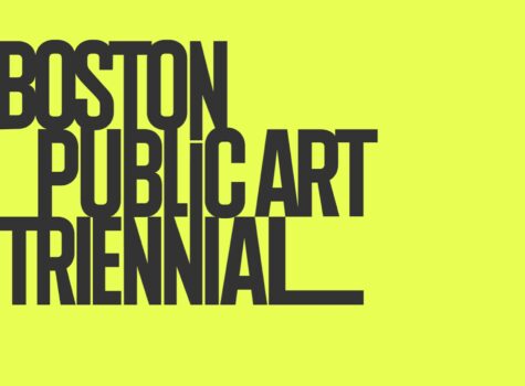 Yellow background with Boston Public Art Triennial Logo