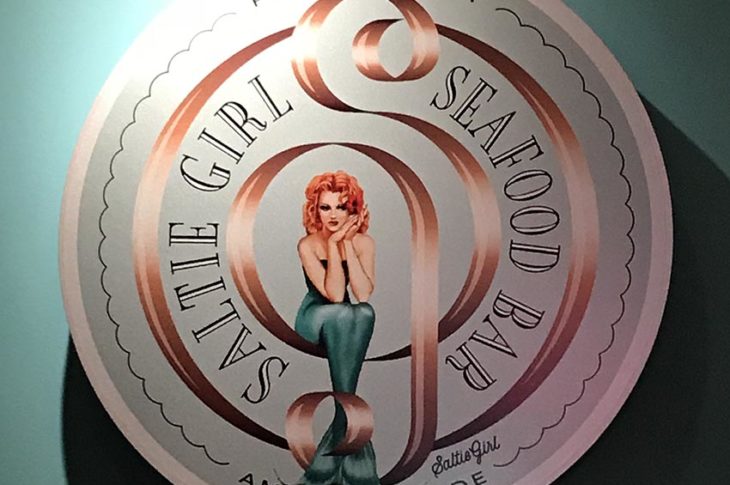 mermaid logo salty girl on blue background