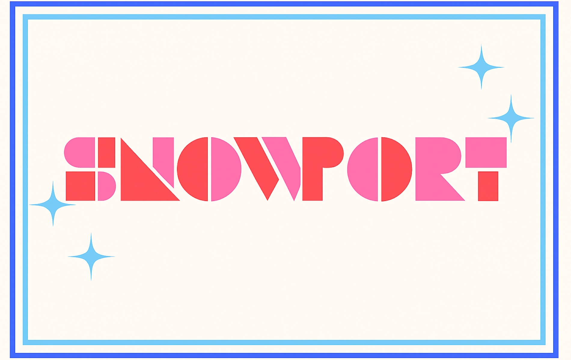 pink and orange letters that spell snow port